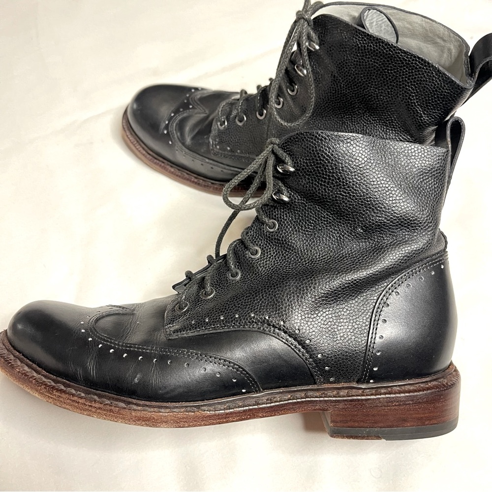 Rag & bone black leather laser cut cozen lace up boots - Picture 3 of 12